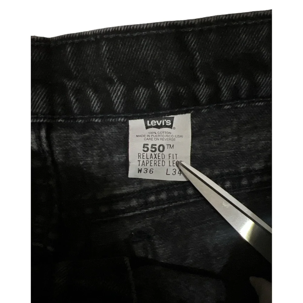 Vtg 90s Levis 550 Jeans‎ Mens 36x32.5 Black Orange Tab Student Fit Grunge